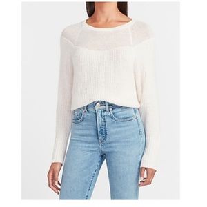 Express Cream Color Mixed Stitch Dolman Sleeve Sweater Size Large NWT